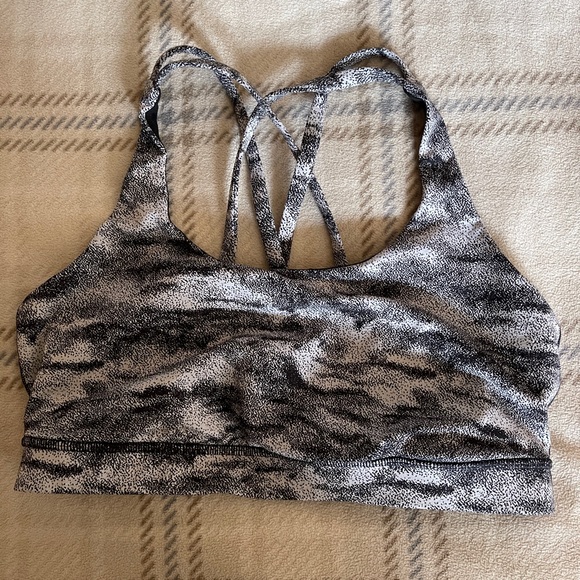 Lululemon Energy Bra Size 10 Power Luxtreme Hazy Days Black White - Picture 4 of 7